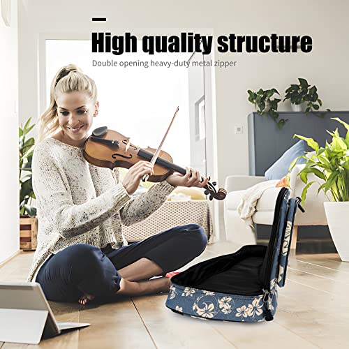 MUINS Ukulele Case,21 inch Ukelele Case Thicker Pad For Soprano Concert Tenor Uke (Blue Flower, Soprano (Fits ukuleles 19.69-21.26 inches long)) - Image 4