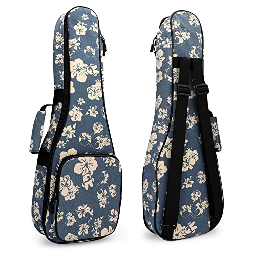 MUINS Ukulele Case,21 inch Ukelele Case Thicker Pad For Soprano Concert Tenor Uke (Blue Flower, Soprano (Fits ukuleles 19.69-21.26 inches long)) - Image 2