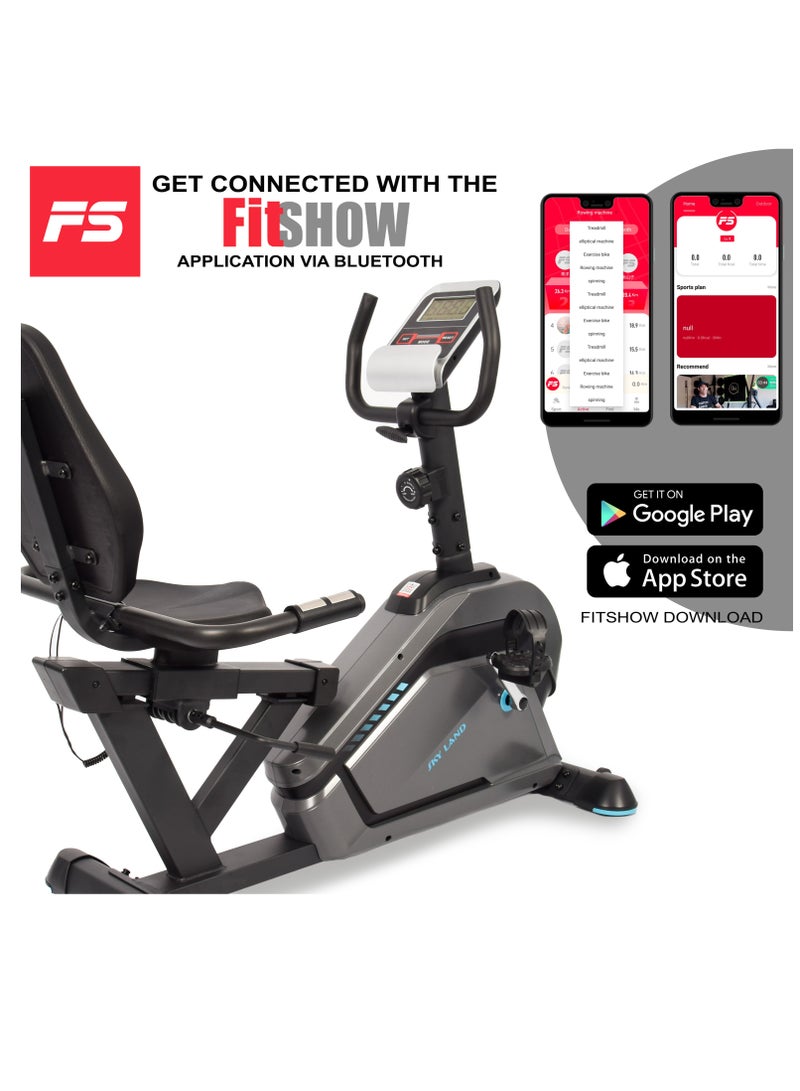 سكاي لاند دراجة تمارين فاخرة بعجلات | دراجة مغناطيسية مستلقية مع مسند ظهر، وتطبيق Fit Show، وبلوتوث، وحامل للأجهزة اللوحية للاستخدام المنزلي - Image 2