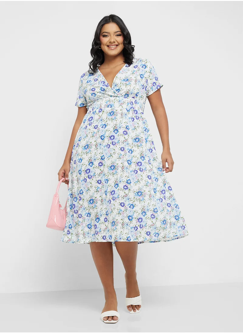 جينجر بلس Ditsy Floral Wrap Midi Dress