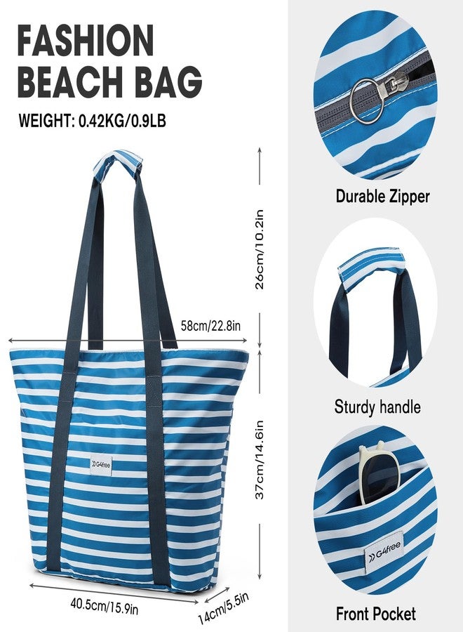 جي4فري حقيبة شاطئ G4Free، حقائب شاطئ مقاومة للماء للنساء، حقيبة حمل بحزام قابل للتخصيص كهدية عيد ميلاد للنساء، أزرق - Image 5