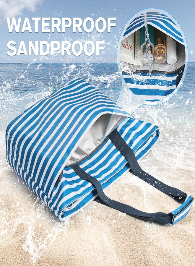 جي4فري حقيبة شاطئ G4Free، حقائب شاطئ مقاومة للماء للنساء، حقيبة حمل بحزام قابل للتخصيص كهدية عيد ميلاد للنساء، أزرق - Image 3