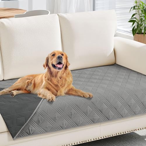 hyha Waterproof Dog Blanket Reversible Pet Bed Blanket Soft Sofa Couch Cover for Dogs Washable Waterproof Pet Couch Covers for Sofa Puppy Cats Furniture Protector30x70 GreyDark Grey - Image 1