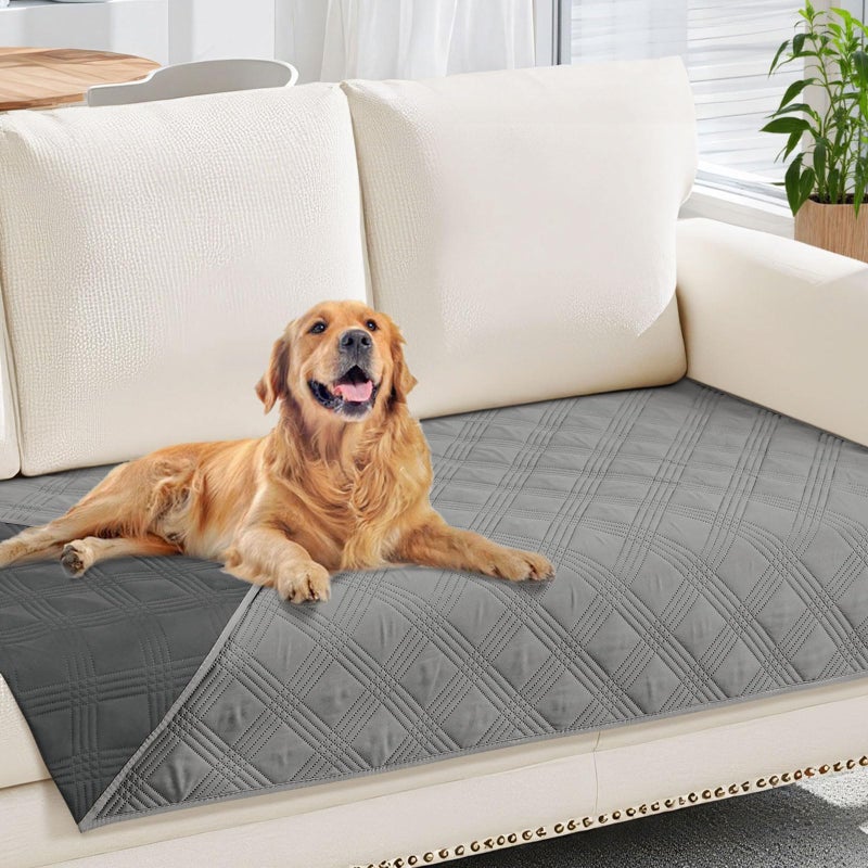 hyha Waterproof Dog Blanket Reversible Pet Bed Blanket Soft Sofa Couch Cover for Dogs Washable Waterproof Pet Couch Covers for Sofa Puppy Cats Furniture Protector30x70 GreyDark Grey - Image 2