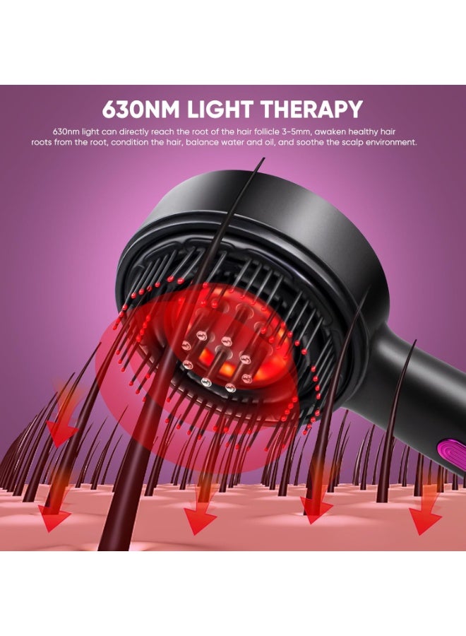 ج ت س آ ل مشط كهربائي لتوزيع زيت الشعر وتدليك فروة الرأس | فرشاة تدليك بالضوء الأحمر مع موزع زيت | أداة محمولة للعناية بالشعر، مقاومة للماء وقابلة لإعادة الشحن - Image 2