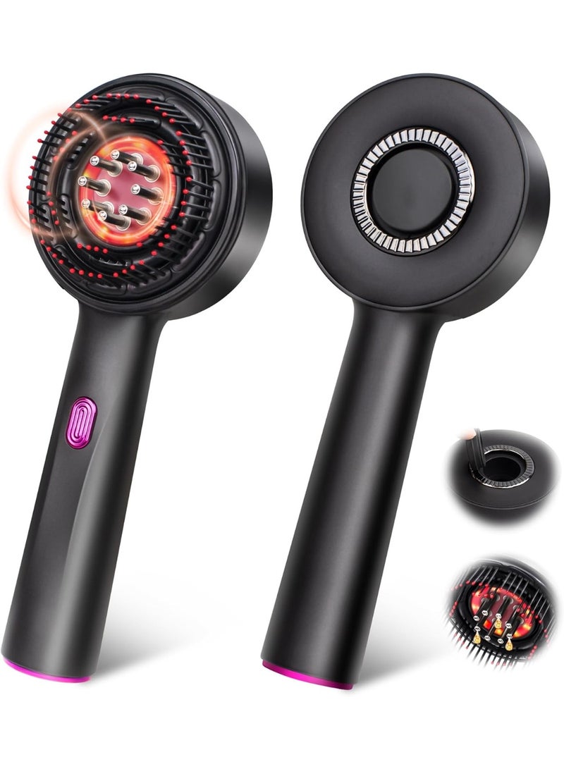 ج ت س آ ل مشط كهربائي لتوزيع زيت الشعر وتدليك فروة الرأس | فرشاة تدليك بالضوء الأحمر مع موزع زيت | أداة محمولة للعناية بالشعر، مقاومة للماء وقابلة لإعادة الشحن - Image 1