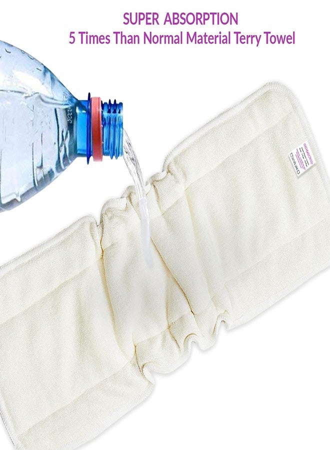 Bembika 5 Layer Bamboo Terry Inserts with Gussets Liners Natures Cloth Diaper Liner, Wetfree Reusable Washable Cotton Diaper Nappy Inserts for Baby Cloth Diapers (Set of 3) - Image 4