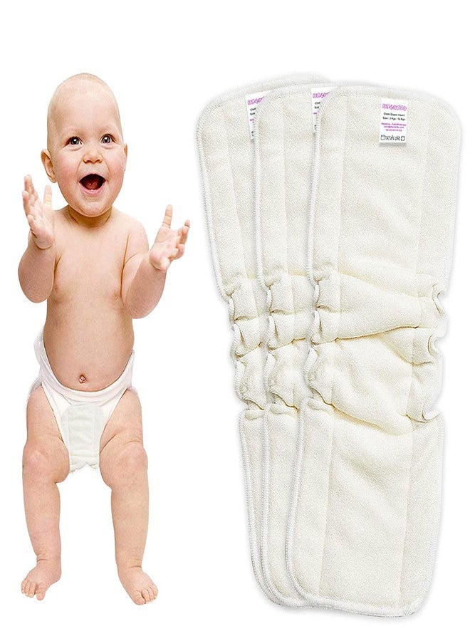 Bembika 5 Layer Bamboo Terry Inserts with Gussets Liners Natures Cloth Diaper Liner, Wetfree Reusable Washable Cotton Diaper Nappy Inserts for Baby Cloth Diapers (Set of 3) - Image 1