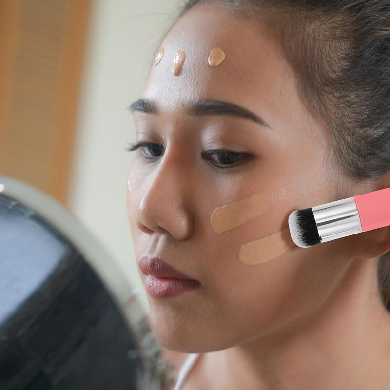 2pcs Foundation Makeup Brush and Fluffy Blush Powder Brush Set, Soft Synthetic Bristles, Portable Face Cosmetics Tools for Women Daily Makeup Application - Image 4