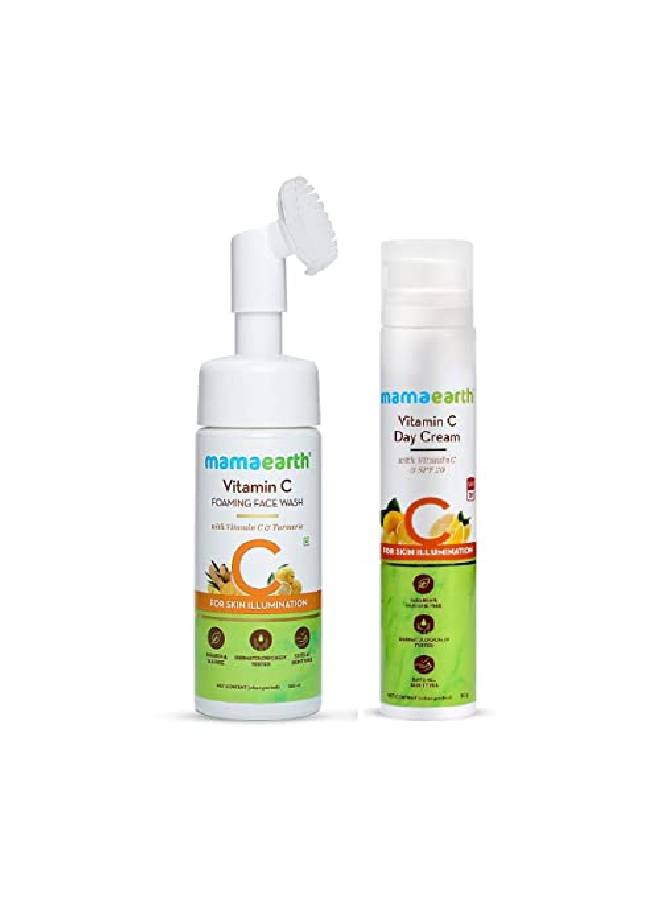 Mamaearth Vitamin C Glow Combo (Vitamin C Day Cream 50G + Vitamin C Face Wash 150Ml)  - Image 1