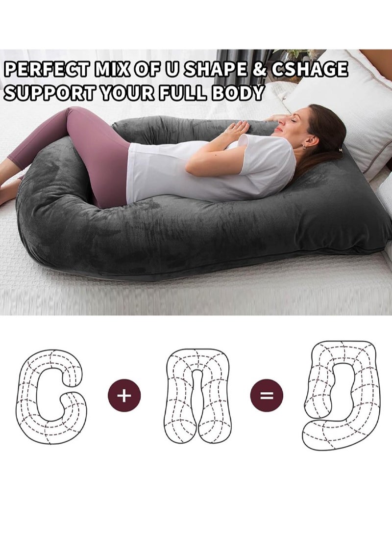Yoawllty Maternity Pillow for Sleeping, G-Shaped Pregnancy Pillow, Full Body Pillow and Maternity Support with Replaceable and Washable Velvet Cover (Black)  - Image 3