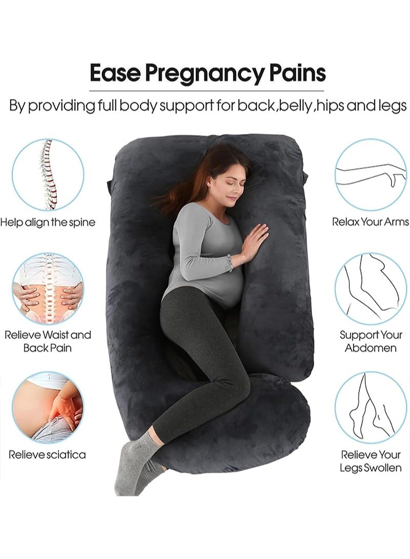 Yoawllty Maternity Pillow for Sleeping, G-Shaped Pregnancy Pillow, Full Body Pillow and Maternity Support with Replaceable and Washable Velvet Cover (Black)  - Image 2