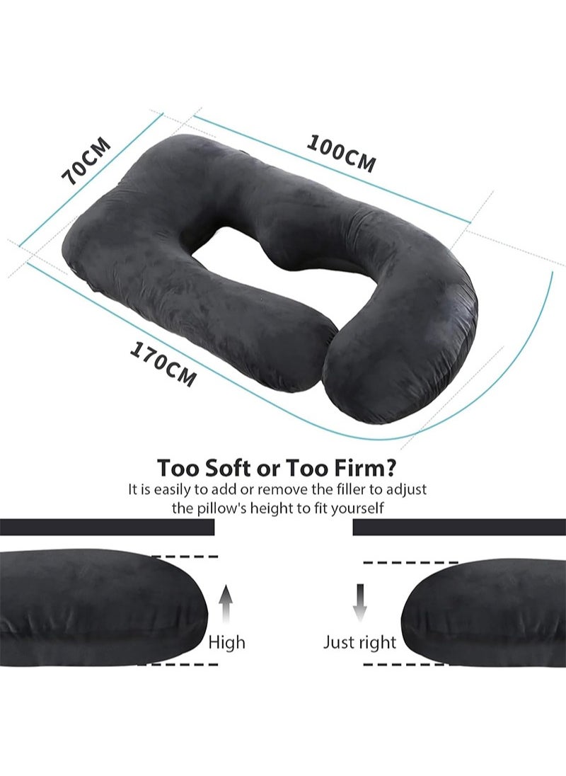 Yoawllty Maternity Pillow for Sleeping, G-Shaped Pregnancy Pillow, Full Body Pillow and Maternity Support with Replaceable and Washable Velvet Cover (Black)  - Image 4
