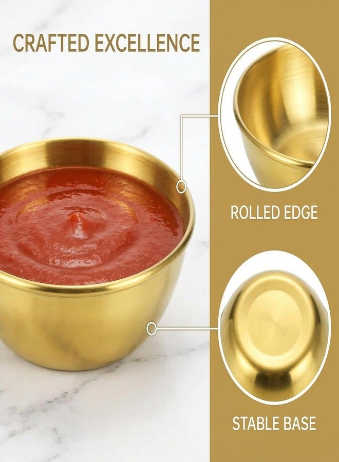 Cedilis 10 Pack 3.5inch Stainless Steel Sauce Dishes, 4.3oz Gold Dipping Bowl, Stackable Sushi Soy Sauce Cup Side Dishes, Small Condiments Ingredient Bowl for Kitchen Prep - Image 3
