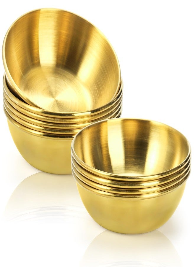Cedilis 10 Pack 3.5inch Stainless Steel Sauce Dishes, 4.3oz Gold Dipping Bowl, Stackable Sushi Soy Sauce Cup Side Dishes, Small Condiments Ingredient Bowl for Kitchen Prep - Image 1