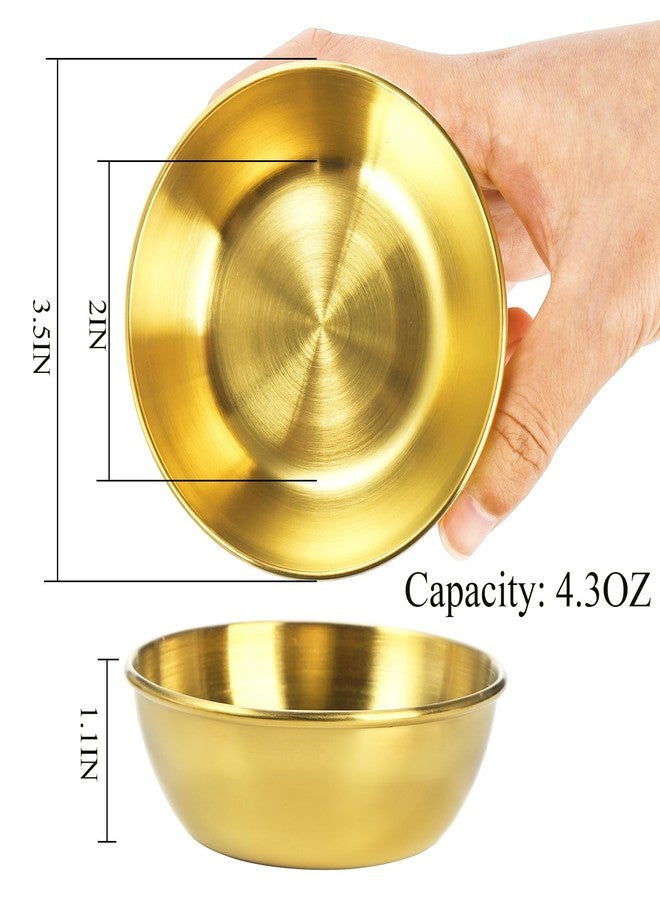 Cedilis 10 Pack 3.5inch Stainless Steel Sauce Dishes, 4.3oz Gold Dipping Bowl, Stackable Sushi Soy Sauce Cup Side Dishes, Small Condiments Ingredient Bowl for Kitchen Prep - Image 2