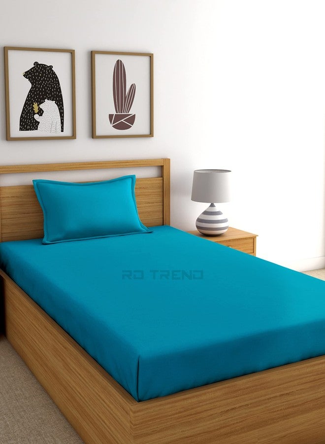 RD TREND ملاءات سرير مطاطية فاخرة من RD TREND®، مناسبة لسرير مفرد (72 × 48 × 8 بوصات) مع غطاء وسادة واحد (18 × 28 بوصة)، اللون: فيروزي - Image 1