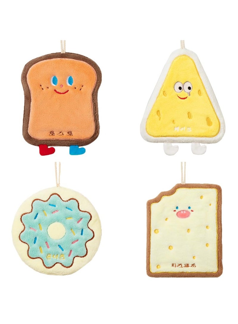 SOLARAE Cute Hand Towels Set for Bathroom, 4 Pcs Cartoon Animals Printed pattern Hanging Face Towels Super Absorbent Soft, Quick Dry Decorative Bath Towel, Hanging Hand Towels for Bathroom Kitchen - Image 1