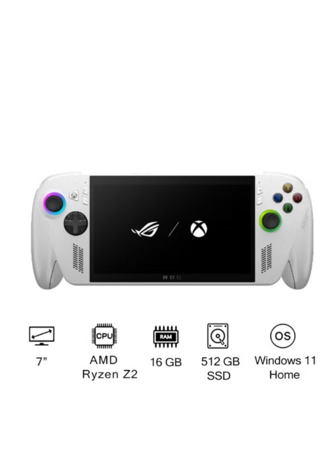 ASUS ROG ALLY XBOX Gaming Console With 7 Inch Full HD (1920X1080) Display 120Hz, AMD Ryzen Z2 A Processor/16GB RAM DDR5/512GB SSD/AMD Radeon Graphics/Windows 11 Home/Dolby Speaker TYPE C & Finger Print Sensor/ White - Image 1