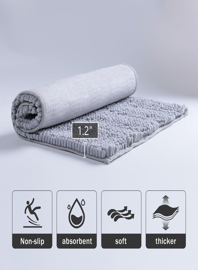 DAWNDIOR Gray Chenille Bathroom Rugs Bath Mats for Bathroom Non Slip Absorbent Washable Quick Dry Thick Microfiber Luxury Gray Bath Rugs for Tub Floor Rubber Backing - Image 3