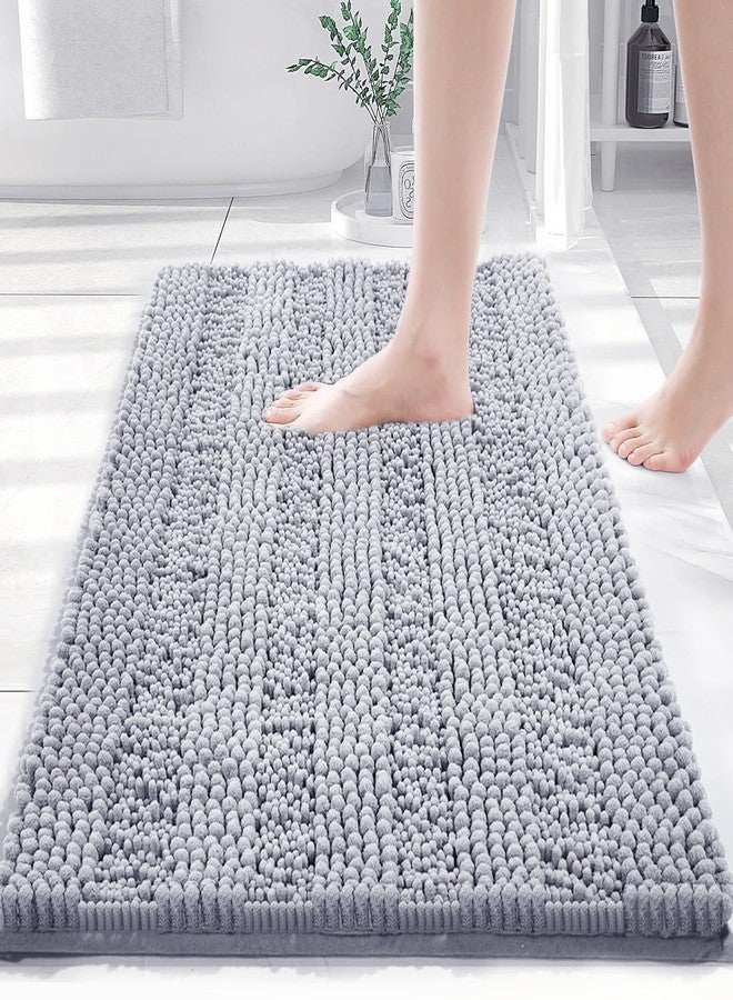 DAWNDIOR Gray Chenille Bathroom Rugs Bath Mats for Bathroom Non Slip Absorbent Washable Quick Dry Thick Microfiber Luxury Gray Bath Rugs for Tub Floor Rubber Backing - Image 1