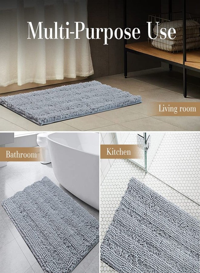 DAWNDIOR Gray Chenille Bathroom Rugs Bath Mats for Bathroom Non Slip Absorbent Washable Quick Dry Thick Microfiber Luxury Gray Bath Rugs for Tub Floor Rubber Backing - Image 5