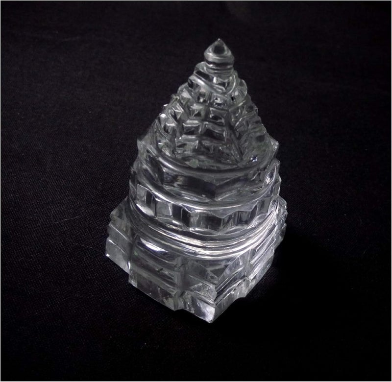 Pure Crystal Quartz (Sphatic) Shri Meru Yantra (Yantram) for Good Luck 10-15 Grams Approx