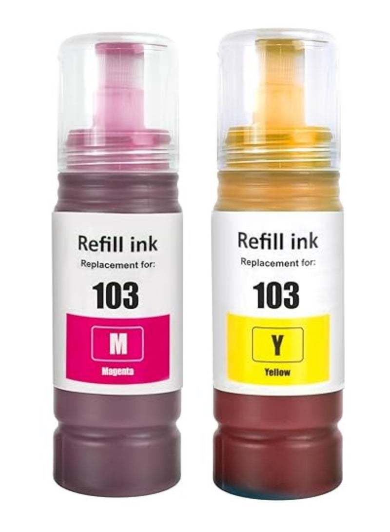 103 INK Compatibl for EPSON 135ml Black 70ml Magenta Yellow EcoTank  Compatible with L1110 L3110 L3111 L3150 L3151 L3156 L3160 L5190 Dye Based Water pack of 2