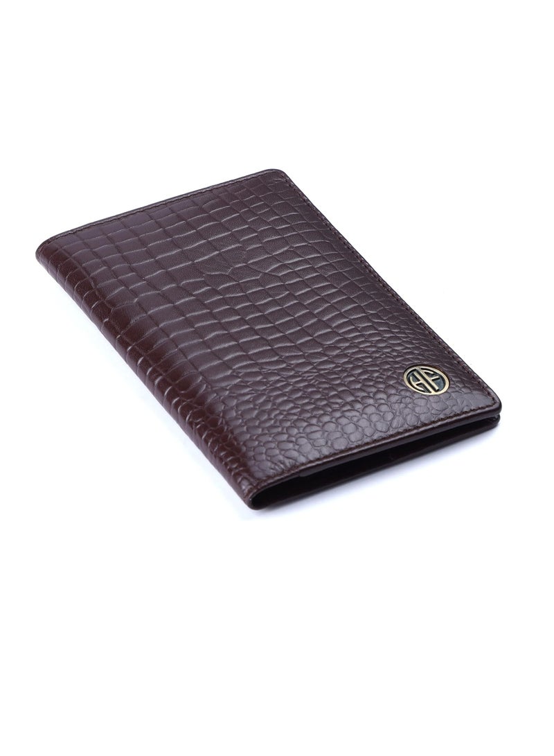 HAMMONDS FLYCATCHER Leather Passport Cover, Passport Holder for Men and Women - Travel Accessories Document Organizer, RFID Protected Passport Wallet with Card Slots for Trips - Croc Brown | 73LJ  - Image 1