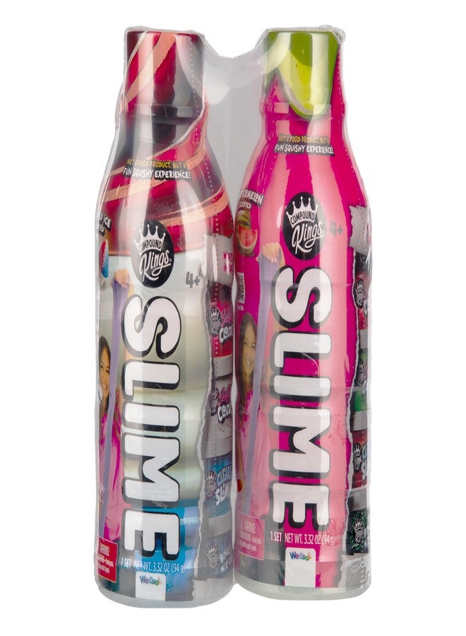 Slime Bottles 2-Pack by Compound Kings – Multi-Layered Slime with Butter, Clear & Crunchy Bingsu Mix-Ins – Shaved Ice & Watermelon Scents – Sensory Play for Kids Ages 4+