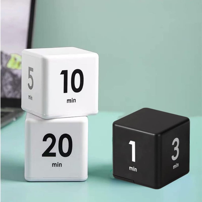 Feilifan Cube Timer, Kid Focus Study Timer Kitchen Work Timer Time Block Cube Gravity Flip Time Block Cube 1-3-5-10 Minutes Time Management, Black - Image 4