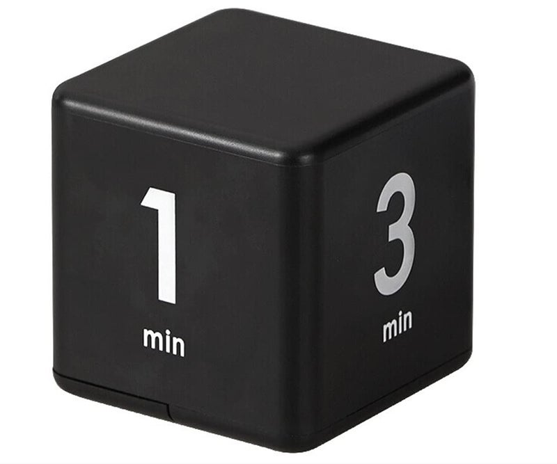 Feilifan Cube Timer, Kid Focus Study Timer Kitchen Work Timer Time Block Cube Gravity Flip Time Block Cube 1-3-5-10 Minutes Time Management, Black - Image 1