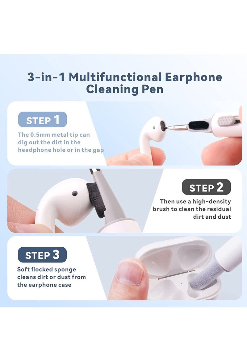 ELTRAZONE Cleaner Kit for Airpods Pro 1 2 Multi-Function Cleaning Pen Soft Brush for Bluetooth Earphones Case, Wireless Earphones, Wireless Earbuds Cleaning Tools for Huawei Samsung MI Earbuds-White  - Image 3