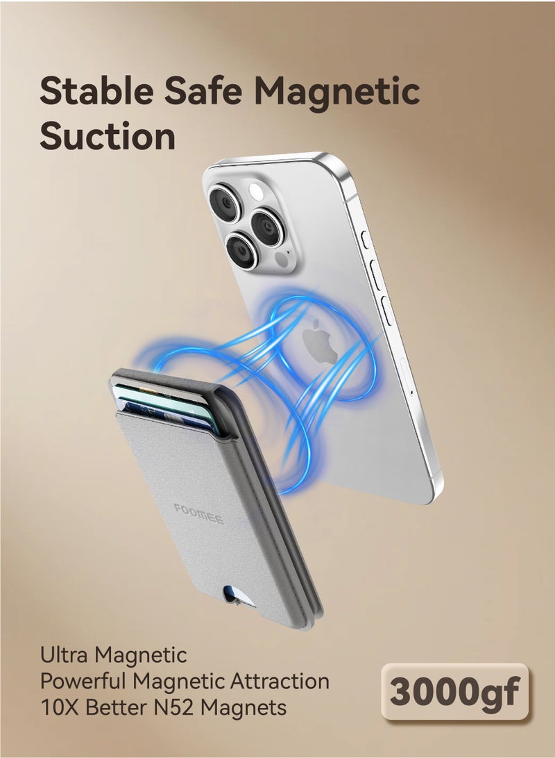 FOOMEE Magsafe Card Holder, Strongest Magnetic Card Holder, Leather Magnetic Card Holder Wallet for iPhone 17/16/15/14/13 Series, 2 Card Slots, Holds 3 Cards - Image 5
