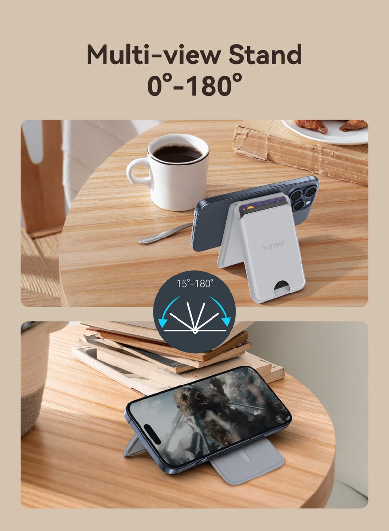 FOOMEE Magsafe Card Holder, Strongest Magnetic Card Holder, Leather Magnetic Card Holder Wallet for iPhone 17/16/15/14/13 Series, 2 Card Slots, Holds 3 Cards - Image 2