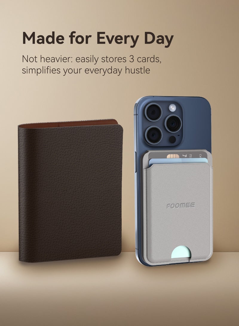 FOOMEE Magsafe Card Holder, Strongest Magnetic Card Holder, Leather Magnetic Card Holder Wallet for iPhone 17/16/15/14/13 Series, 2 Card Slots, Holds 3 Cards - Image 4