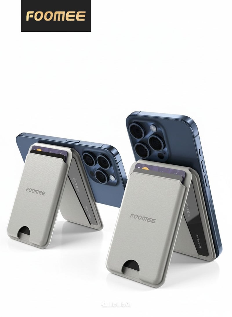 FOOMEE Magsafe Card Holder, Strongest Magnetic Card Holder, Leather Magnetic Card Holder Wallet for iPhone 17/16/15/14/13 Series, 2 Card Slots, Holds 3 Cards - Image 1