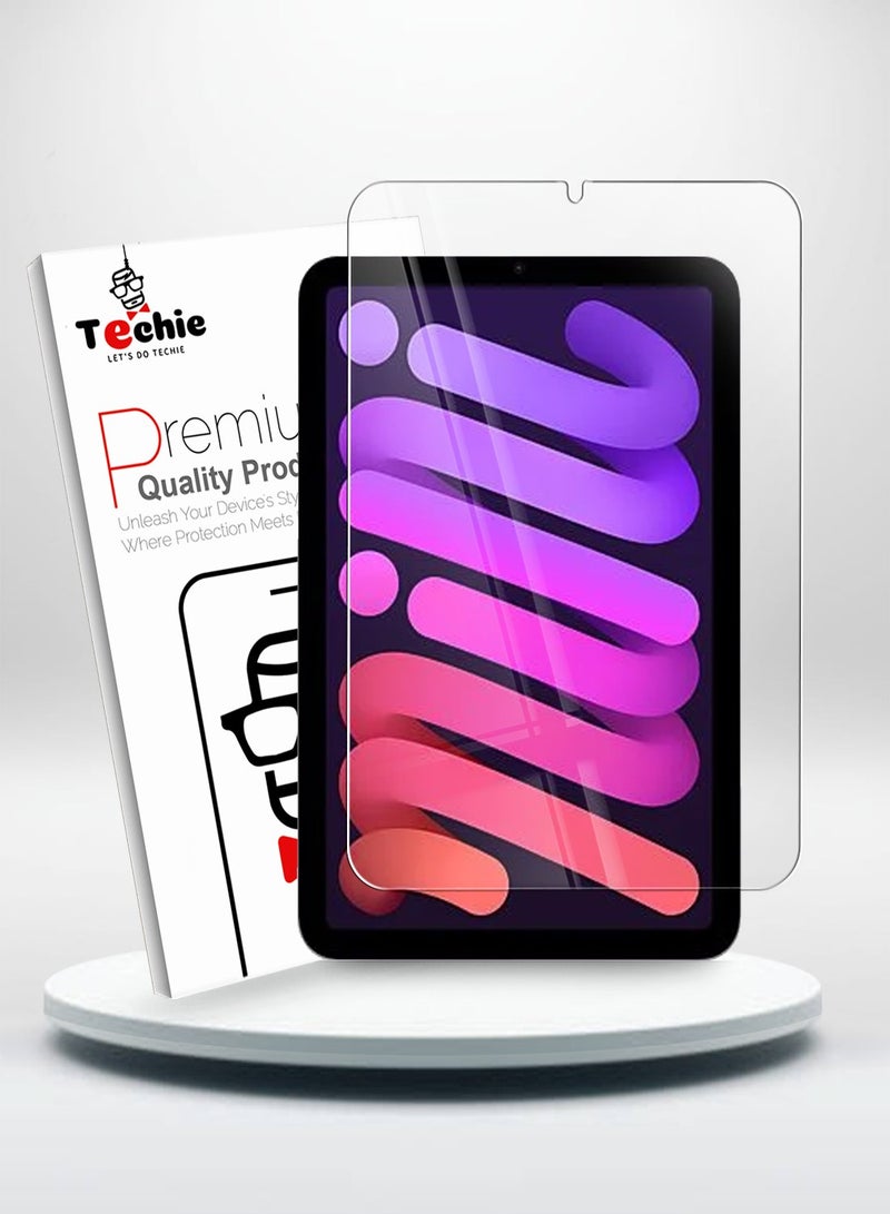 Techie Apple iPad Mini 7 A17 Pro 2024 / Mini 6 2021 8.3” HD Clear Tempered Glass Screen Protector - Ultra-Thin 0.33mm Thickness, Bubble-Free Application - Image 1