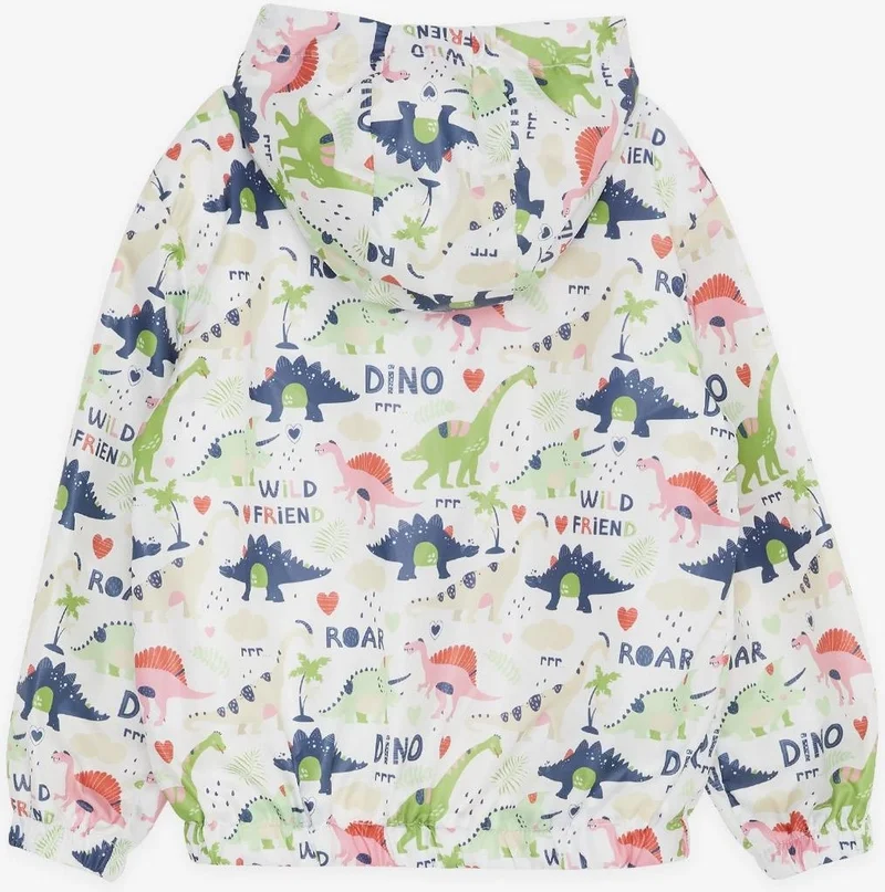 Breeze GİRLS & BOYS Boy's Raincoat Warrior Dinosaur Patterned 1-5 Years, Ecru