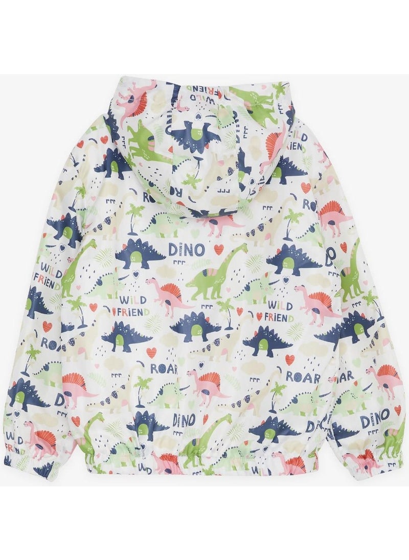Breeze GİRLS & BOYS Boy's Raincoat Warrior Dinosaur Patterned 1-5 Years, Ecru  - Image 2