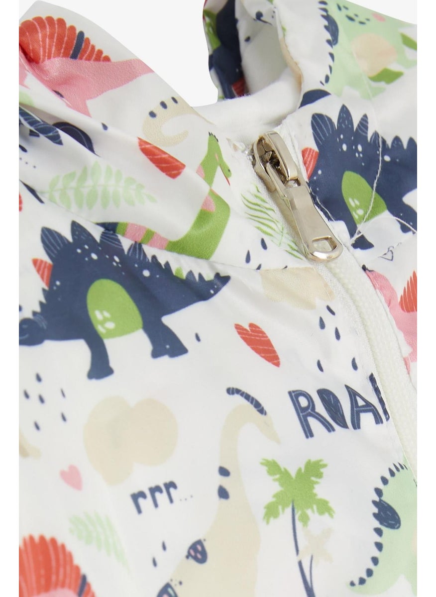 Breeze GİRLS & BOYS Boy's Raincoat Warrior Dinosaur Patterned 1-5 Years, Ecru  - Image 3