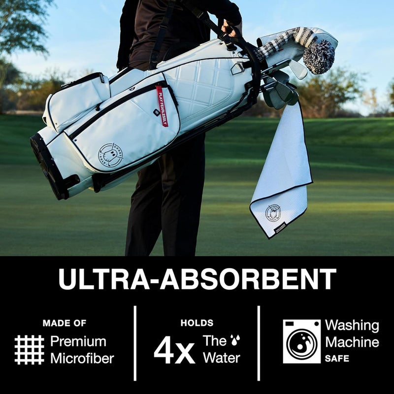 Ghost Golf Magnetic Towel (Greenside) - Premium Ultra-Absorbent Microfiber Golf Towel with Magnet for Golf Carts or Clubs - 18" x 18" Golfing Gear - Waffle Weave Pattern (Black) - Image 5