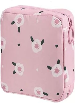 Luwigs Sanitary Napkin Storage Bag Menstrual Cup Pouch Nylon Portable Sanitary Napkin Pads Storage Bags Feminine Menstruation First Period Bag for Teen Girls Women Ladies (One Pack, Pink)