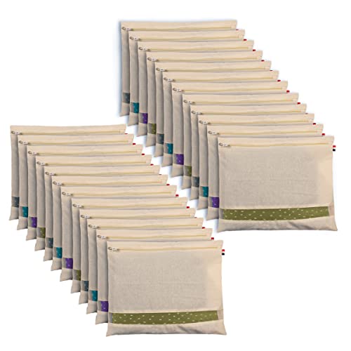 SOLSTICE Cotton Saree Bags/Covers For Storage Big Size Single(16 X 14 Inches)With Zip Closure For Clothes Bags And Wardrobe Organizer With Transparent Mesh Window Set Of-(24),Brown - Image 1