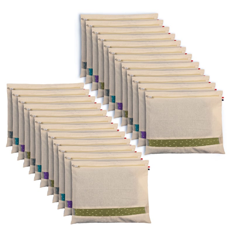SOLSTICE Cotton Saree Bags/Covers For Storage Big Size Single(16 X 14 Inches)With Zip Closure For Clothes Bags And Wardrobe Organizer With Transparent Mesh Window Set Of-(24),Brown - Image 3