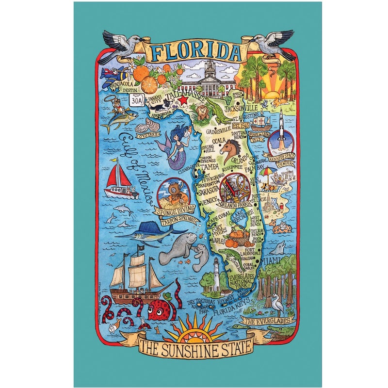 Kay Dee Designs F2183 Adventure Destinations Poster Style Tea Towel, Florida, 18" x 28" - Image 5