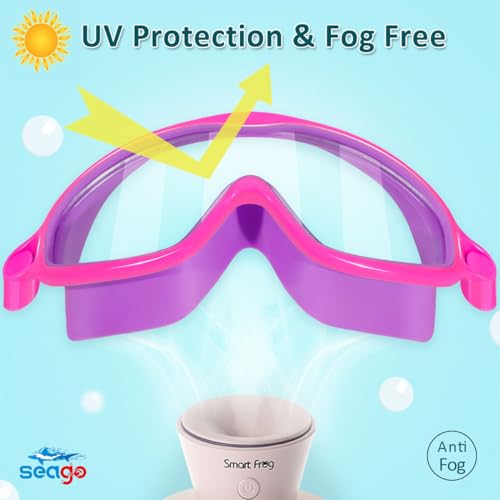 Seago Kids Goggles for Swimming 2 Pack No Leaking AntiFog Outer Eye Fit with Wide View UV Protection Crystal Clear Watertight Swim Goggles with nose cover Suitable for Children Youth Boys Girls Age 3 to 14 - Image 3