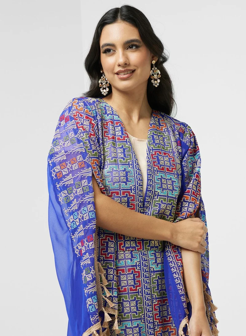 hayas closet Embroidered Belted Abaya