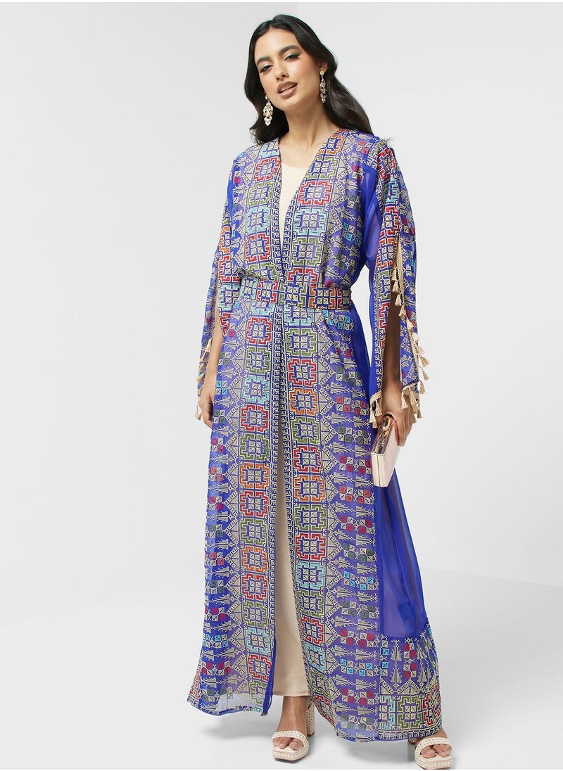 hayas closet - Embroidered Belted Abaya - Image 1