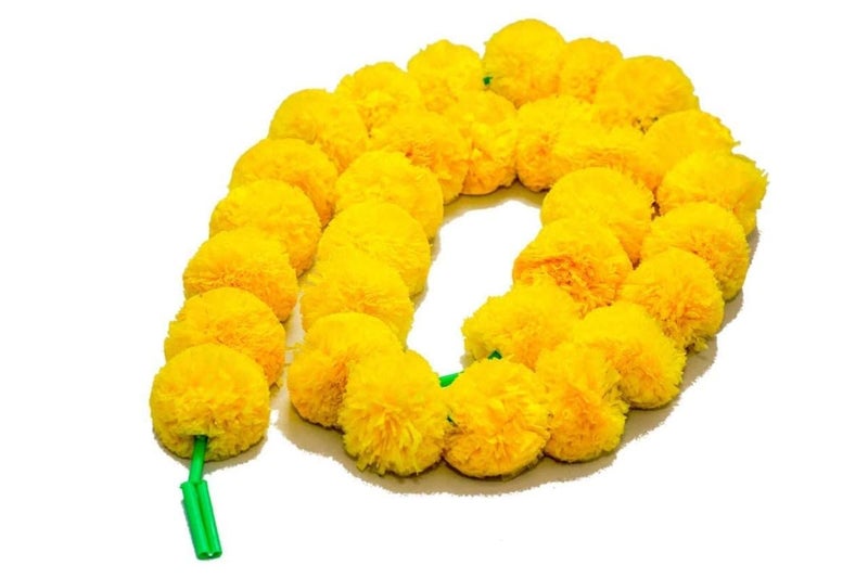 Daytoday Genda Phool Artificial Genda Phool Marigold Fluffy Long Handmade Stylish Designer Window Door Wall Home Office Weddning Pooja diwali Special Occasion Festival Theme Decorative 5 Feet Yellow 9 - Image 3